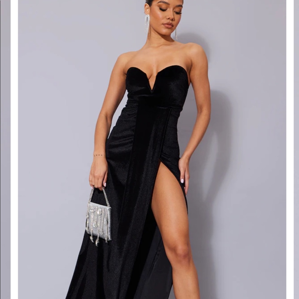 NWT black velvet bandeau dress